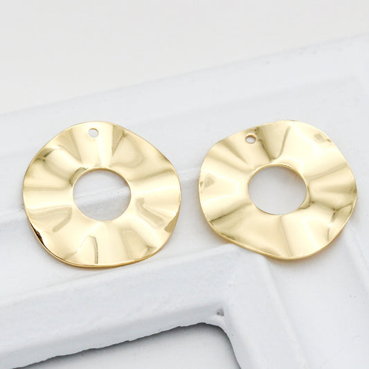 Pendentif à breloque 2 cercles ronds incurvés 14K GF