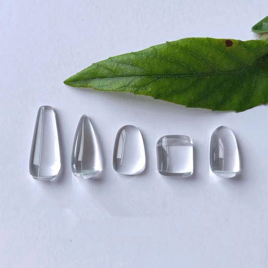 Bulk 200 Nail Art Dome Fingernail Shaped Transparent Glass Cabochon Flat Back Magnify Inserts