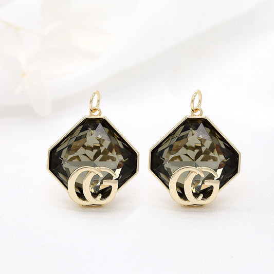 2 CG-Quadrat-Charm-Anhänger mit Strassverzierung aus 14-karätigem GF