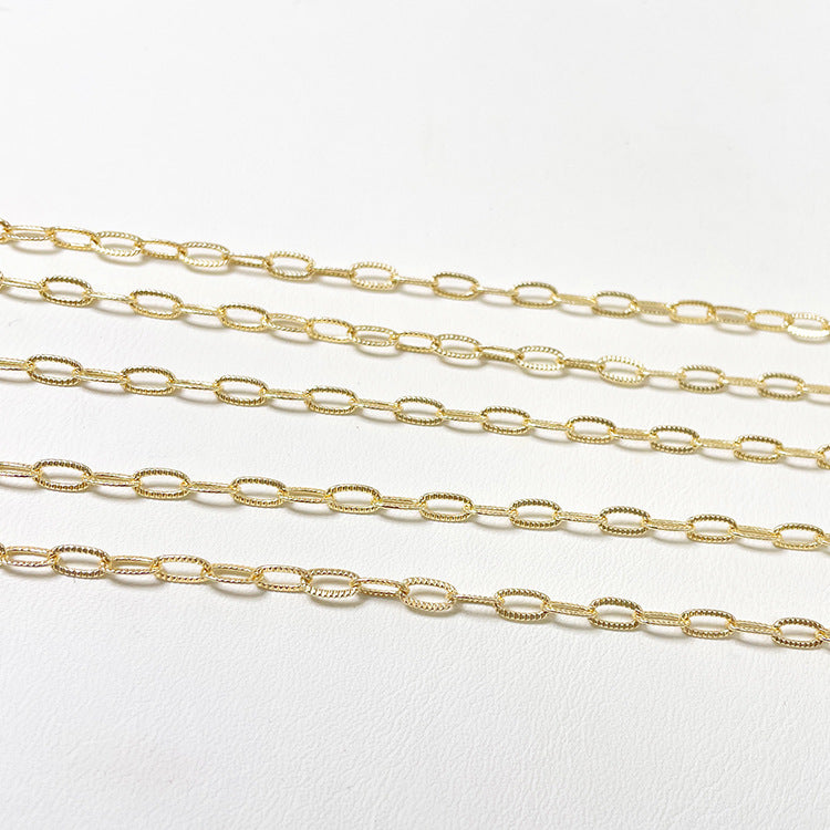 2 Meter flache flache O-Link-Kabelkette aus 14-karätigem GF