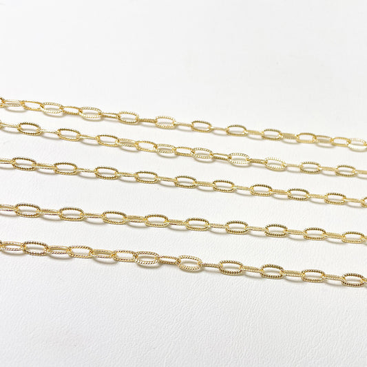 2 Meter flache flache O-Link-Kabelkette aus 14-karätigem GF