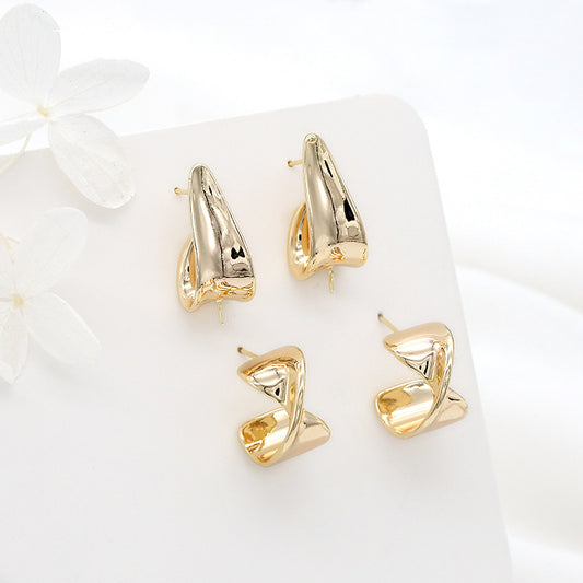 4 boucles d'oreilles à tige en cercle incurvé 14K GF, perles à moitié percées, vierges
