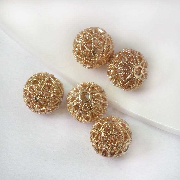 20 perles rondes creuses 14K GF, breloque en cuivre, entretoise de perles
