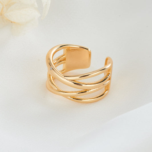2 Open Circle Knot Statement Ring 14K GF