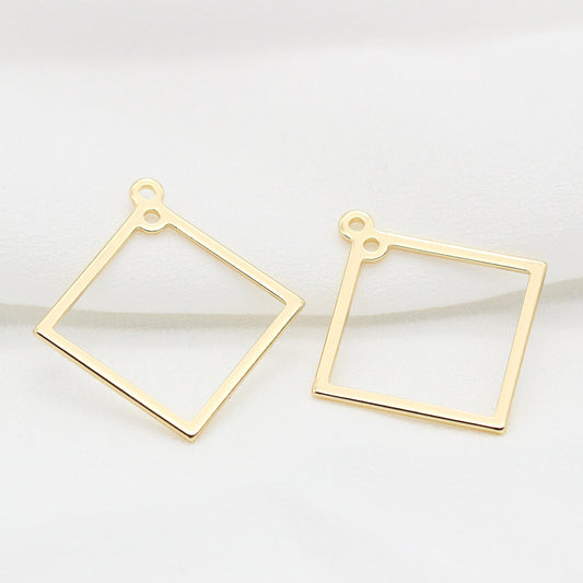 10 pendentif à breloque cercle carré à double boucle 14K GF