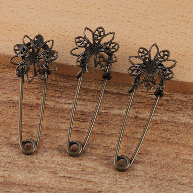 200 Filigrane Floral Charm Safe Broche Antique Bronze 6mm Rond Non Poreux Base Vierge Serti De Pierres Précieuses