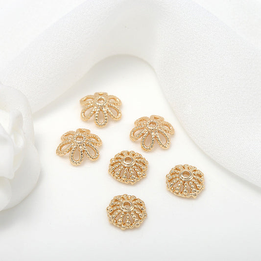 10 bonnets de perles florales creuses, tasse 14K GF, breloques, entretoise de perles