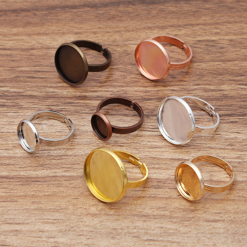 20 Plain Bezel Cup Openable Circle Ring 18KGP 10mm 12mm 14mm 16mm 18mm 20mm Round Cabochon Blank Base Gemstone Setting