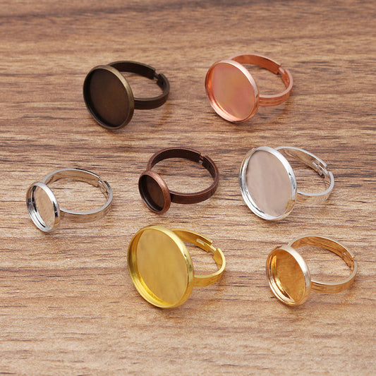 20 Plain Bezel Cup Openable Circle Ring 18KGP 10mm 12mm 14mm 16mm 18mm 20mm Round Cabochon Blank Base Gemstone Setting