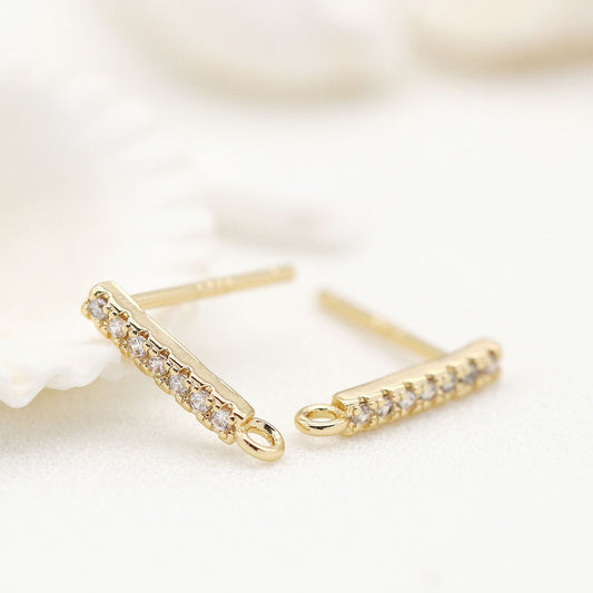 Boucles d'oreilles à tige à 4 bâtons avec boucle 14K GF ornées de strass