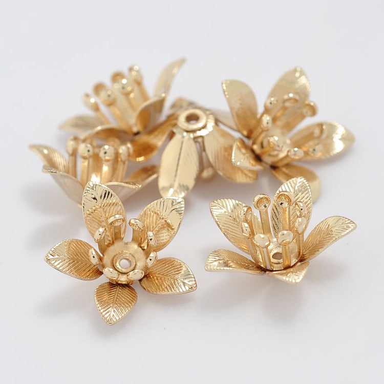 20 capuchons de perles florales, tasse 14K GF, entretoise de perles de charme