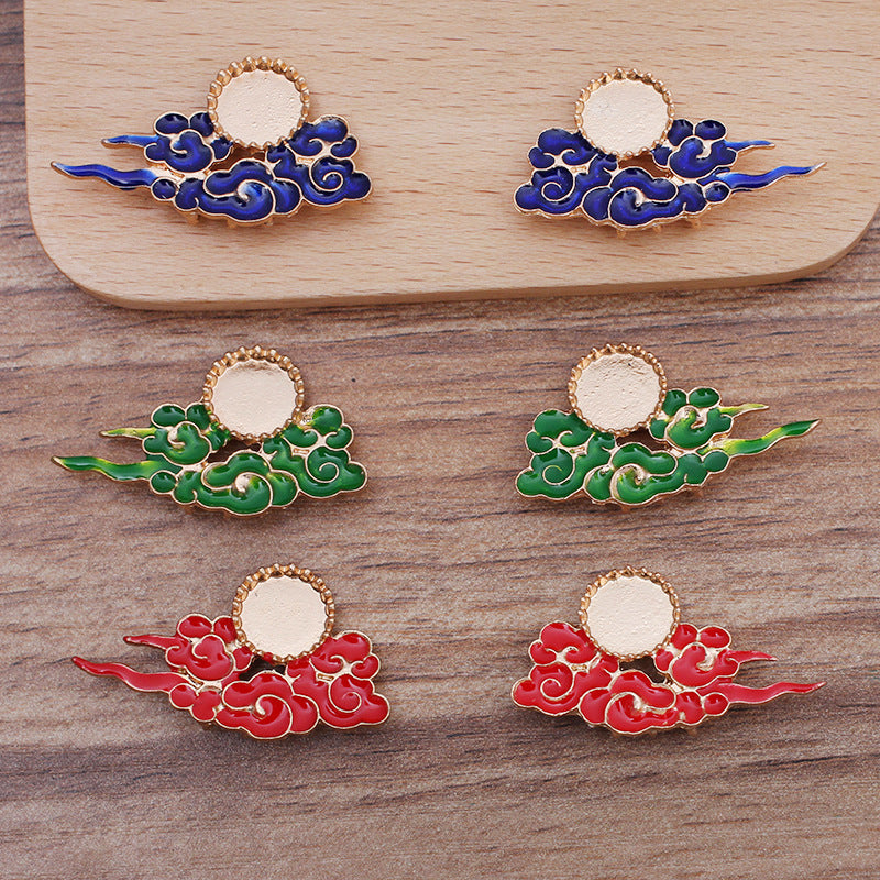 20 Emaille-Epoxidharz-Wolken-Charm-Anhänger, 18 kg, 10 mm, runder Cabochon, leere Basis, Edelstein-Stück-Fassung