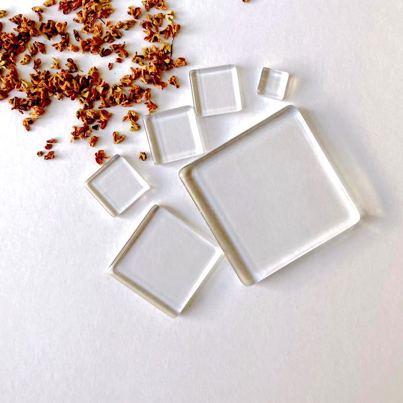 Bulk 50 quadratische Klarglas-Cabochons mit doppelter, flacher, transparenter Vergrößerung, 8 mm, 10 mm, 12 mm, 14 mm, 15 mm, 16 mm, 18 mm, 20 mm, 25 mm, 30 mm, 38 mm