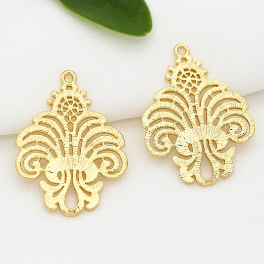 10 pendentifs à breloques en forme de pièce florale creuse 14K GF