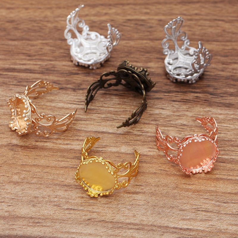 20 Filigree Crown Edge Bezel Cup Open Circle Ring 18KGP 15mm 20mm Round Cabochon Blank Base Gemstone Setting