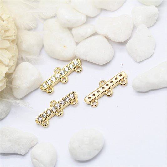 10 pendentifs à breloques à barre de bâton multi-boucles Rhienstone embelli 14K GF
