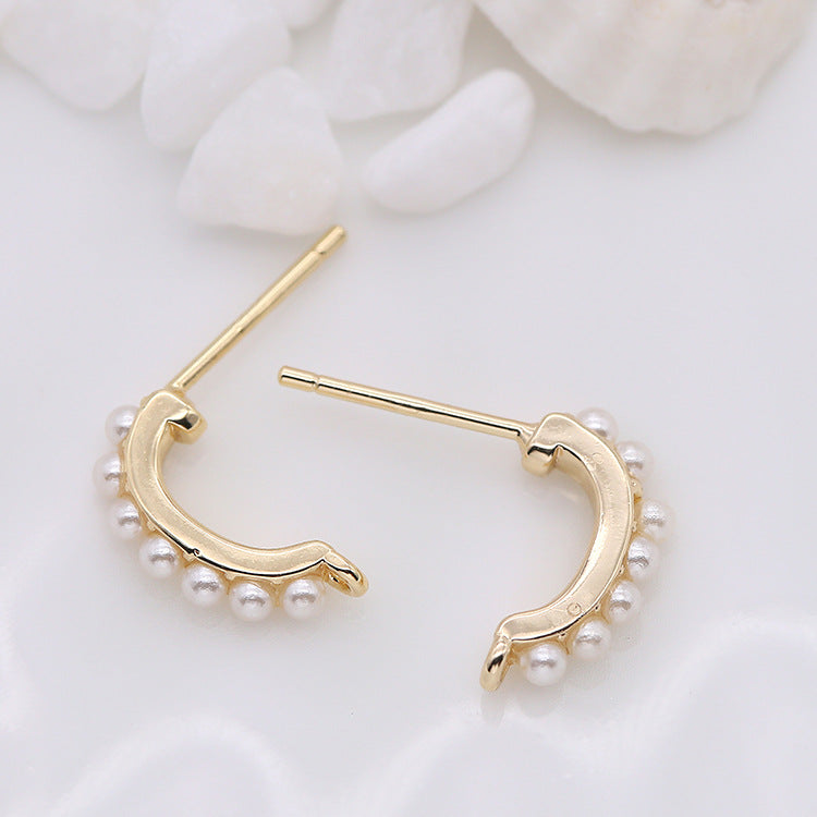 10 Halbkreis-Ohrstecker mit Öse, 14-Karat-GF-Perlenverzierung