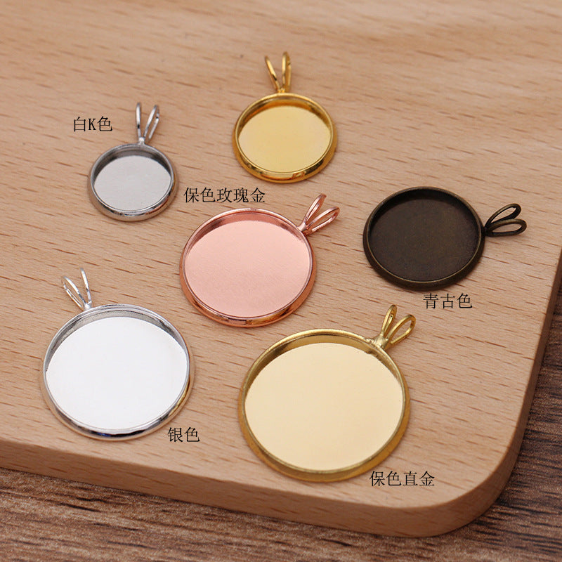 50 pendentif à breloque de tasse de lunette à bord uni 18KGP 10mm 12mm 14mm 16mm 18mm 20mm cabochon rond Base vierge réglage de pierres précieuses