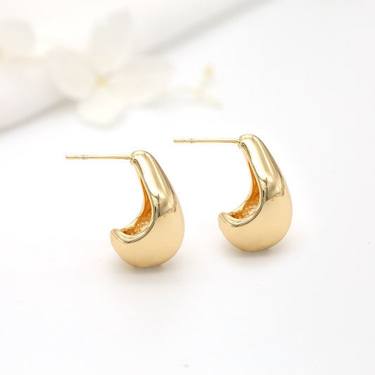 4 boucles d'oreilles à tige épaisses en demi-cercle brillant 14K GF Earing