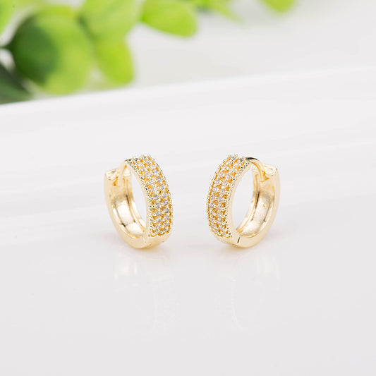 4 boucles d'oreilles rondes épaisses ornées de strass 14K GF Earing