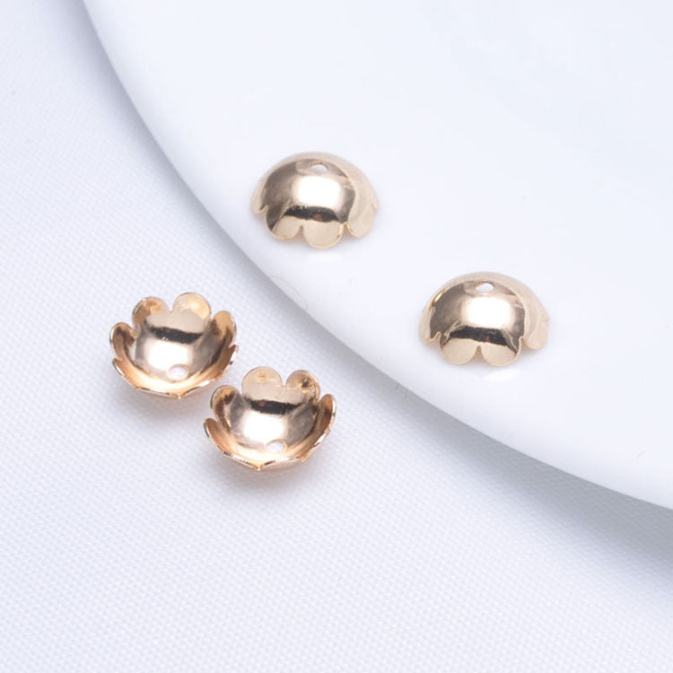 100 tasse de capuchon de perles florales 14K GF, entretoise de perles de charme