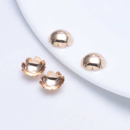 100 tasse de capuchon de perles florales 14K GF, entretoise de perles de charme
