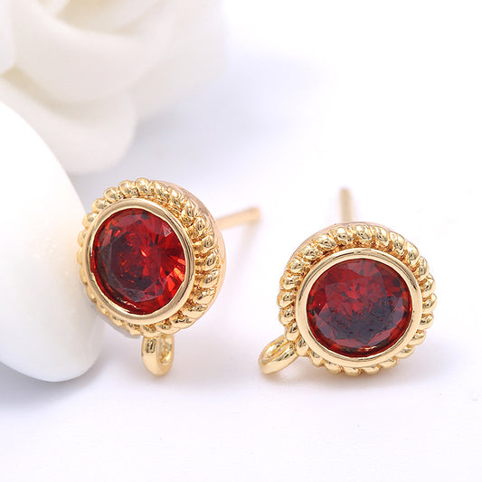 4 boucles d'oreilles rondes avec boucle 14K GF strass embellies