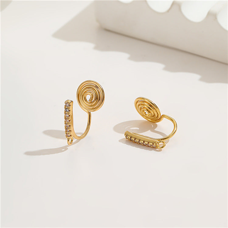 4 boucles d'oreilles à crochet en spirale ornées de strass 14K GF