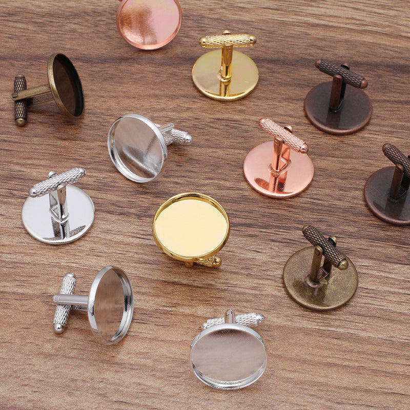 20 boutons de manchette sculptés antidérapants, 18KGP, 12mm, 14mm, 16mm, 18mm, 20mm, cabochon rond, Base vierge, réglage des pierres précieuses