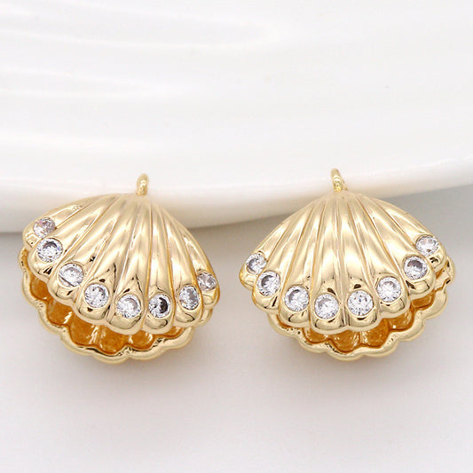 10 pendentifs à breloque coquillage ornés de strass 14K GF