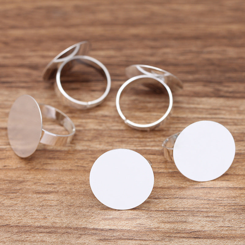 200 Flat Pad Openable Circle Ring 18KGP 20mm Round Cabochon Blank Base Gemstone Setting