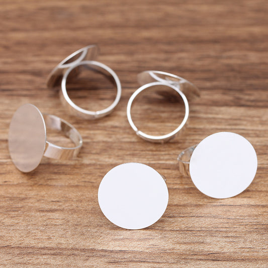 200 Flat Pad Openable Circle Ring 18KGP 20mm Round Cabochon Blank Base Gemstone Setting