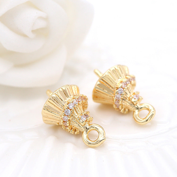 2 cônes pendentif à breloque strass embelli 14K GF perle semi-percée perle vierge