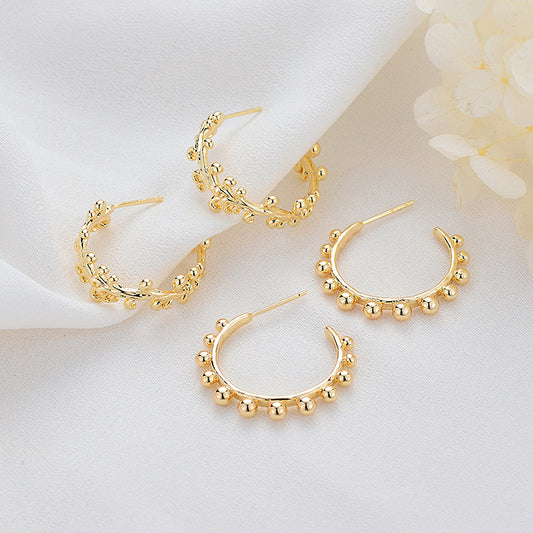 4 Ranken-Perlen-Kreis-Ohrstecker aus 14-karätigem GF