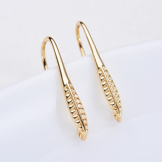 Boucles d'oreilles à crochet sculpté à 100 feuilles, 14K GF