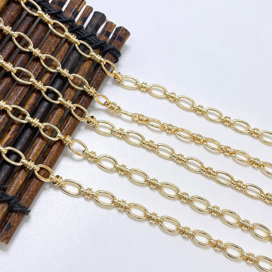 2 Meter flache flache O-Link-Kabelkette aus 14-karätigem GF