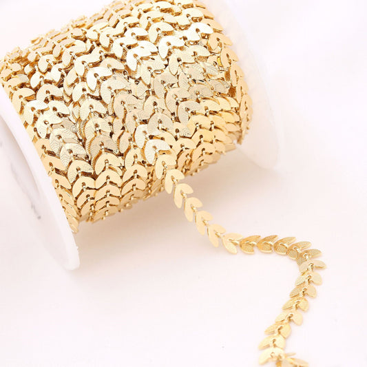 2 Meter Blattgliederkette 14K GF