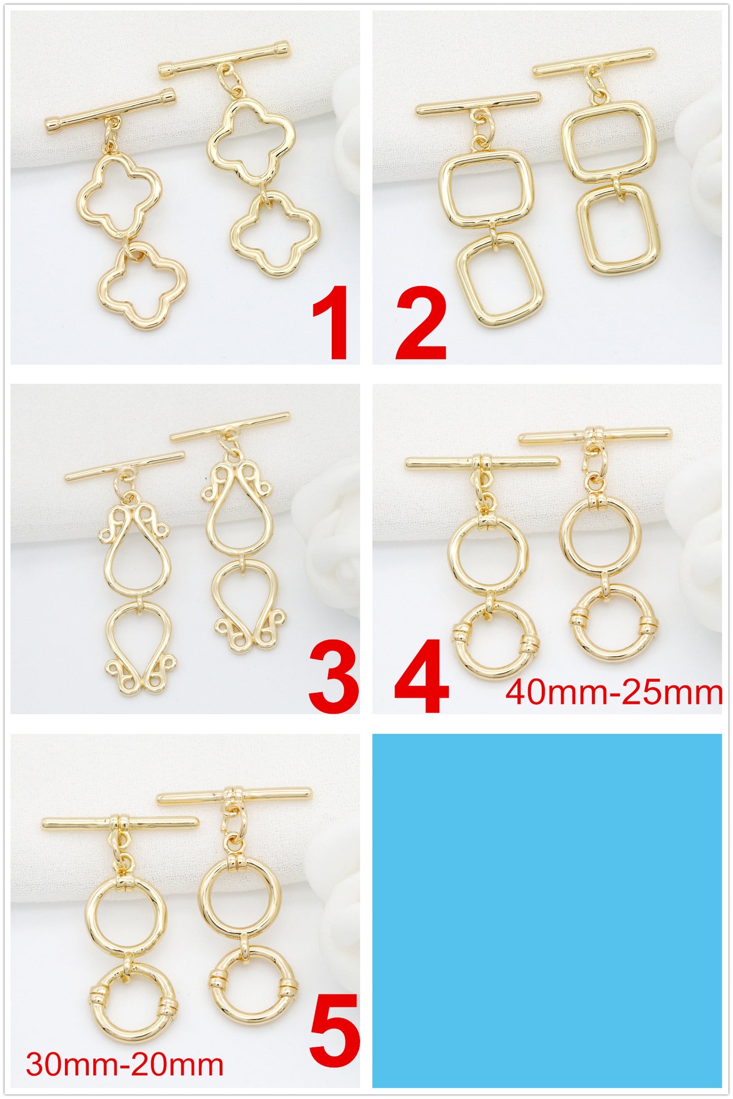 2 Sets Floral Circle OT Clasp 14K GF Clasp for Necklace Bracelet 20x35mm - 20mm