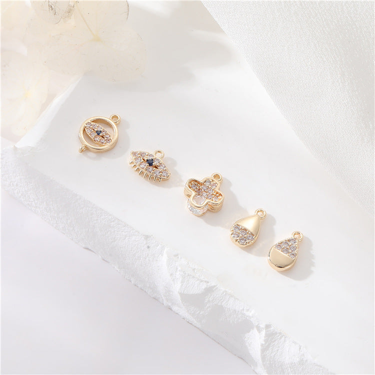 2 pendentif à breloque en forme de croix en forme de goutte d'eau orné de strass 14K GF