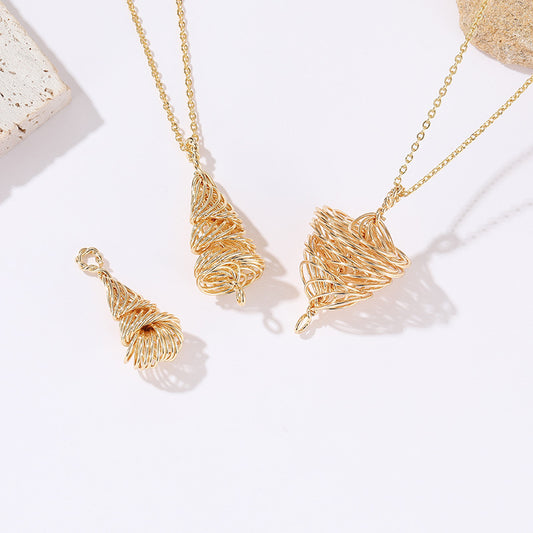 2-Draht-umwickelter Kegel-Charm-Anhänger aus 14-karätigem GF