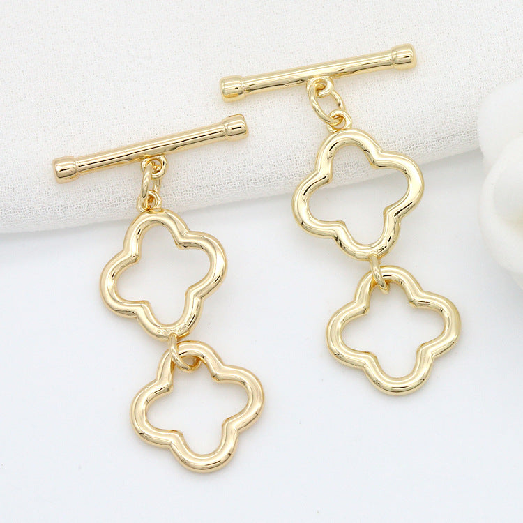 2 Sets Floral Circle OT Clasp 14K GF Clasp for Necklace Bracelet 20x35mm - 20mm