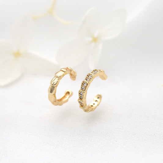 4 boucles d'oreilles queue de libellule, manchettes d'oreilles, grimpeur, sans perçage, strass embelli, 14K GF