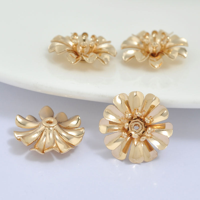 20 capuchons de perles florales, tasse 14K GF, entretoise de perles de charme