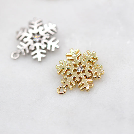 10 pendentif à breloque flocon de neige orné de strass 14K GF