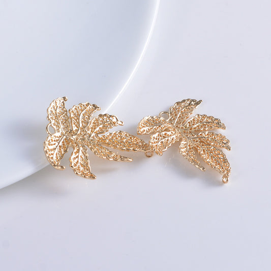 20 connecteurs de charme de feuille à double boucle 14K GF