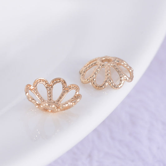 100 tasse de capuchon de perles florales 14K GF, entretoise de perles de charme