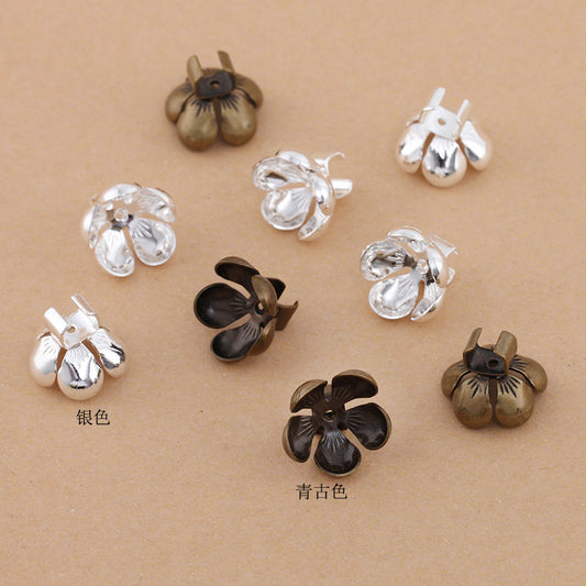 50 Filigree Floral Hairstring Buckle Silver Plated 12mm Round Nonporous Blank Base Gemstone Piece Setting