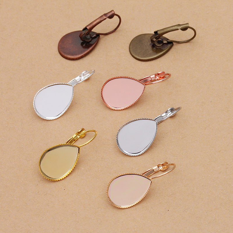 50 Serrated Edge Bezel Cup Hook Earrings 18KGP 10x14mm 13x18mm 18x25mm Waterdrop Cabochon Blank Base Gemstone Piece Setting