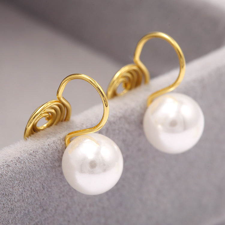 4 clips d'oreille en spirale de perles rondes sans boucle d'oreille perçante 14K GF