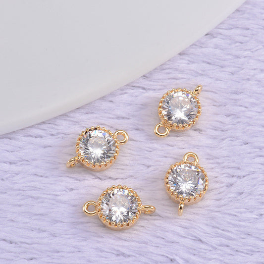 20 connecteurs de charme ronds à double boucle et strass embellis 14K GF